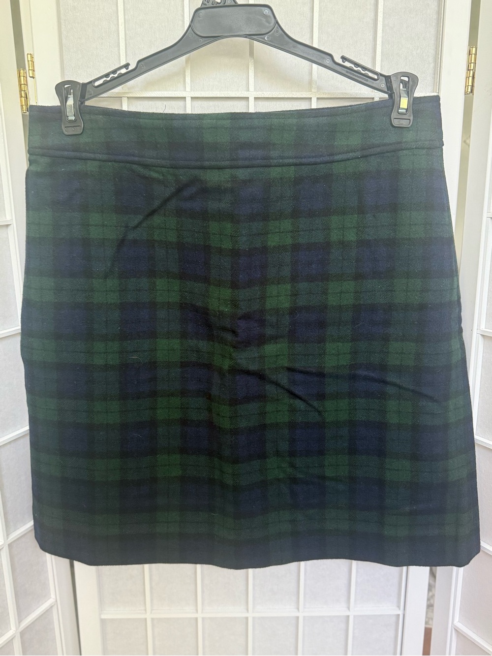 J Crew Green & Navy Plaid A-Line Skirt